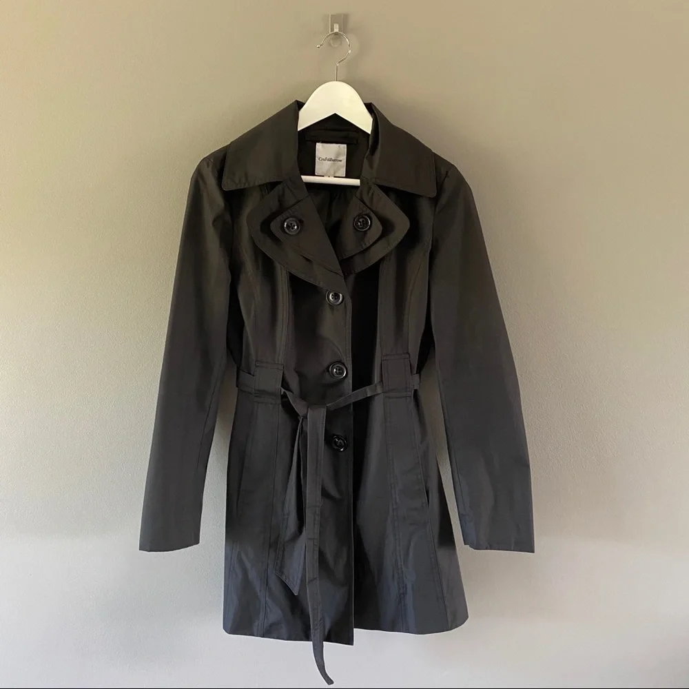 Croft & Barrow Trench Coat Black Sz Small - Picture 7 of 10